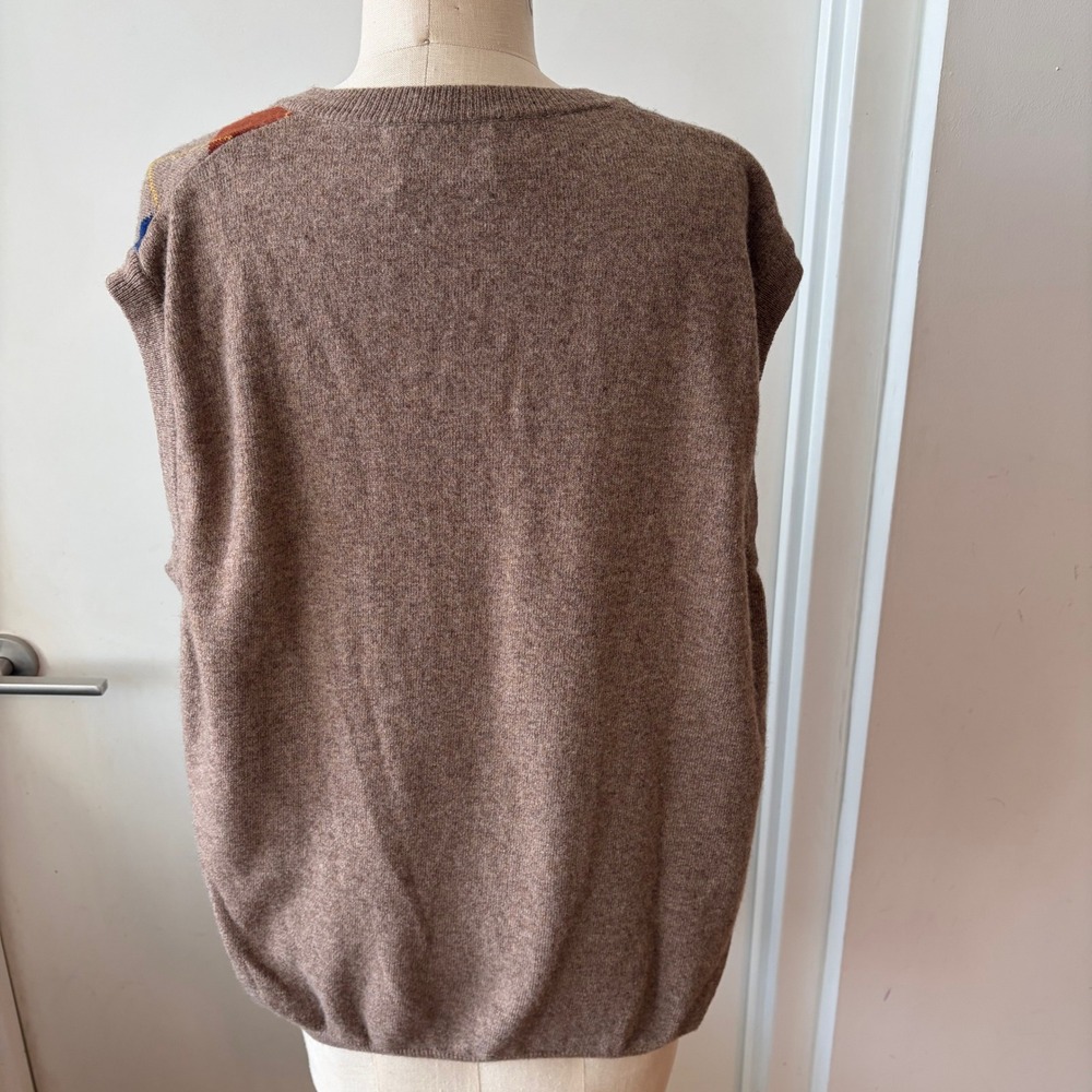 VTG BENETTON Men's Argyle Preppy Academia Wool Sweater Vest Size Large - Picture 3 of 7